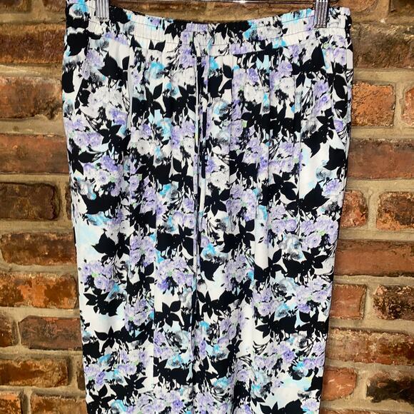ASTR Floral Drawstring Tapered Tie Ankle Slim Fit Pants Women's Size Medium - Picture 2 of 6